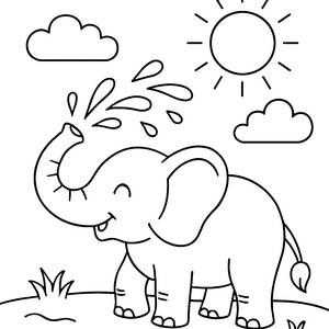Divertida Página para Colorear de un Elefante