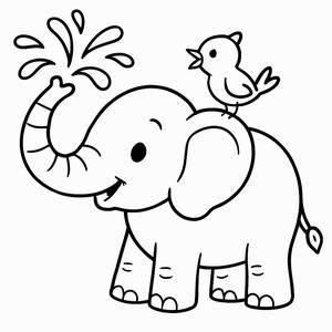 Pagina da Colorare di un Elefante Divertente