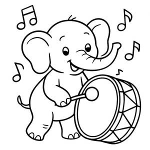 Lustige Elefant Trommel Malvorlage