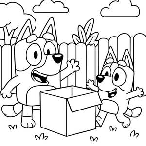 Fun in the Sun: Bluey and Bingo Coloring Page