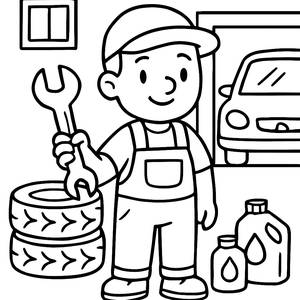 Fun Mechanic Coloring Page