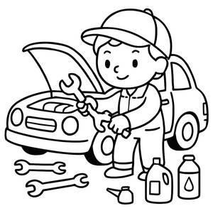 Fun Mechanic Coloring Page for Kids