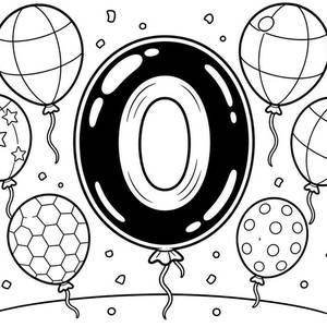 Pagina da colorare Numero 0 divertente con palloncini