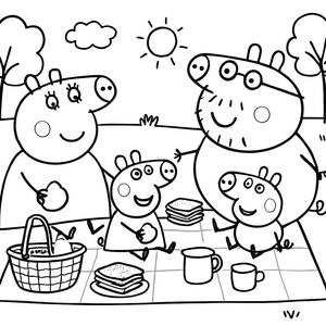 Fun Picnic with Peppa Pig Coloring Page