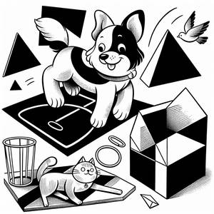 Spaßige Formen Malvorlage: Tiere beim Spielen!