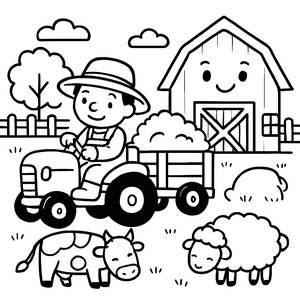 Lustige Traktor Malvorlage für Kinder