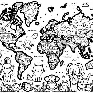 Spaßige Weltkarte Malvorlage