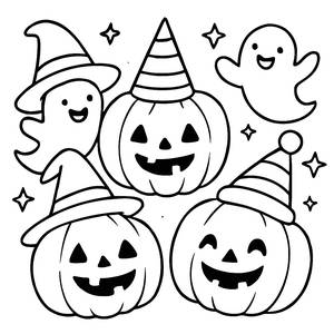 Lustige Hut-Kürbisse Malvorlage