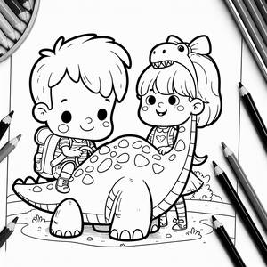 Malvorlage von George und seinem Dinosaurier