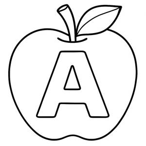 Página de Colorir da Maçã Gigante com a Letra A