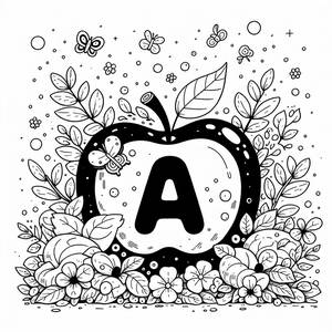 Riesenapfel Malvorlage mit dem Buchstaben A