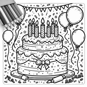 Giant Birthday Cake Coloring Page