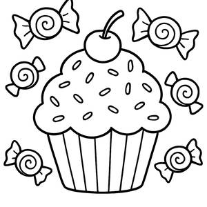 Page à Colorier de Cupcake Géant