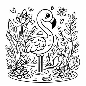 Page à Colorier Flamant Rose Élégant