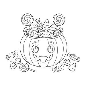Halloween Candy Bucket Coloring Page