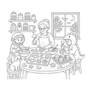 Cookie Decorating Kitchen Coloring Page