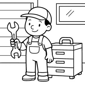 Handy Mechanic Coloring Page