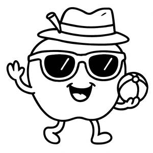 Página para Colorir de uma Maçã Feliz