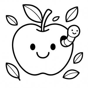 Happy Apple Coloring Page