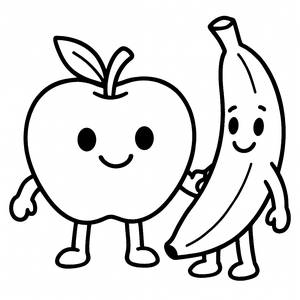 Happy Apple Coloring Page