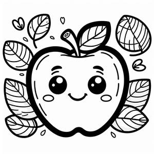 Pagina da Colorare della Mela Felice