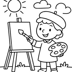 Happy Artist Coloring Page
