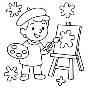 Página para Colorir de um Artista Feliz