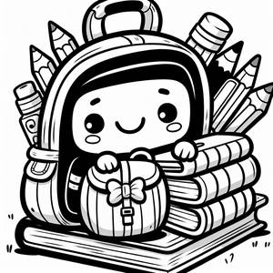 Pagina da Colorare dello Zaino Felice