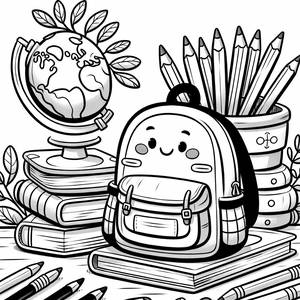 Page à Colorier du Sac à Dos Heureux