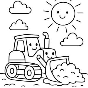 Fröhlicher Bagger Ausmalbild