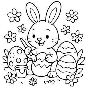 Happy Bunny Easter Eggs Coloring Page