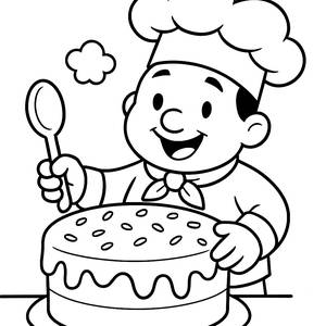Glücklicher Koch Ausmalbild