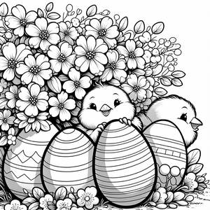 Pagina da Colorare dei Pulcini Felici