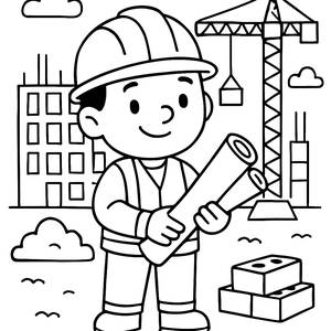 Happy Construction Worker Coloring Page