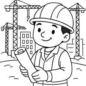 Happy Construction Worker Coloring Page