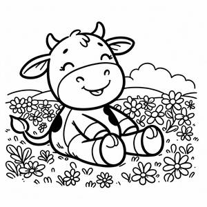 Page à Colorier de Vache Heureuse
