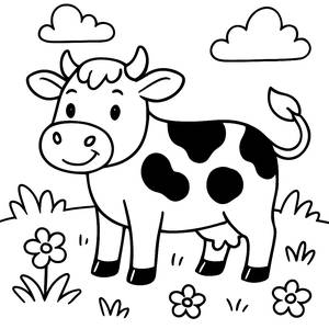 Happy Cow Coloring Page