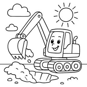 Glücklicher Bagger Ausmalbild