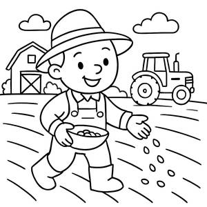 Happy Farmer Coloring Page