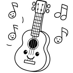 Fröhliche Gitarre Ausmalbild