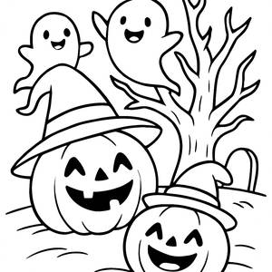 Página para Colorear de Calabazas Felices