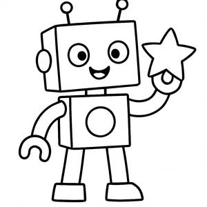 Página para Colorear de Robot Feliz - ¡Diversión con Formas!