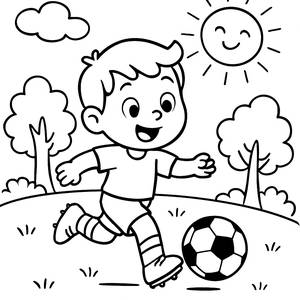 Page à Colorier d'un Joueur de Football Heureux