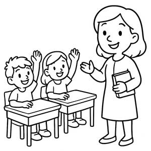 Página para Colorir de Estudantes Felizes