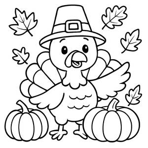 Fröhliche Truthahn Ausmalbild für Erntedankfest