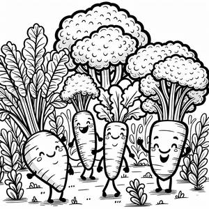 Раскраска Счастливого Овощного Сада