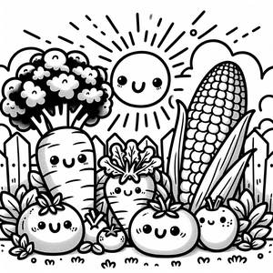 Glücklicher Gemüsegarten Ausmalbild