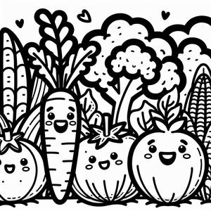 Fröhliche Gemüsegarten Ausmalbild