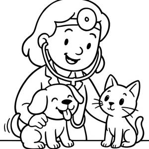 Happy Veterinarian Coloring Page