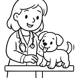 Pagina da Colorare del Veterinario Felice